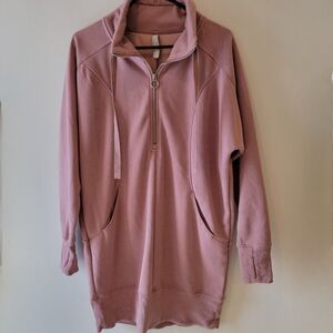 Athleta Cozy Karma Pink Quarter-Zip Pullover Dress Size Medium